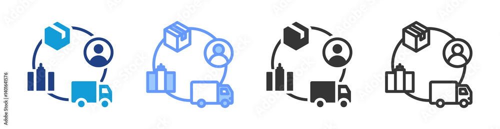 Aufkleber Distribution Channels icon set multiple style collection