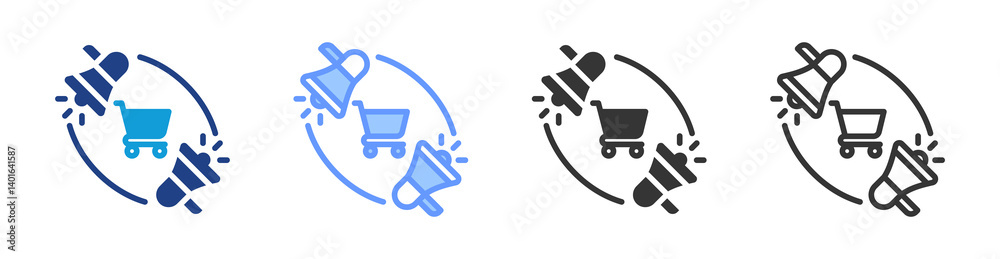 Poster advertising campaigns icon set multiple style collection