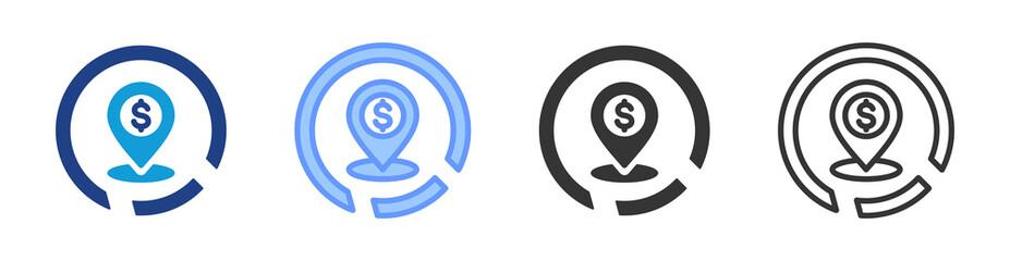 Market Positioning icon set multiple style collection