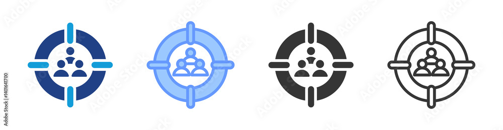 Aufkleber market targeting icon set multiple style collection
