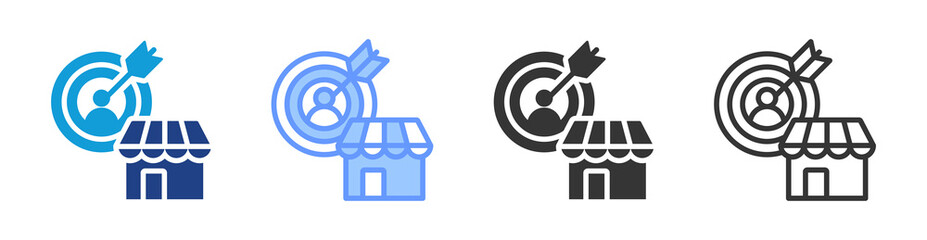 Target Market icon set multiple style collection