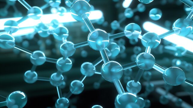 Minimalist floating molecular visualization of helium isotopes glowing a dark void