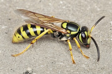 Detailed Closeup of a Yellow Jacket Wasp Insect