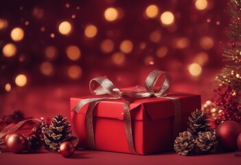 box cones red fir background christmas gift branches new postcard flat year frame ornament design festive merry greeting season table concept tree card happy border celebration overhead composition