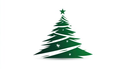 A festive green Christmas tree adorned with white stars and a top star perfect for holiday des