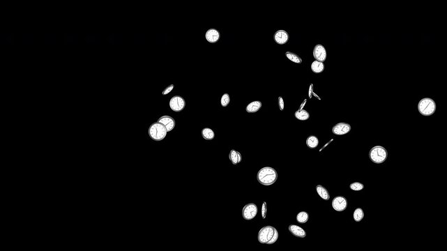 Exploding Overlay Clocks Animation on Alpha Channel, Loop
