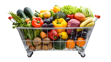 Fresh and Healthy Grocery Shopping Concept with Organic Food Items on White Background