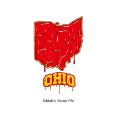 Melted Ohio map vector, Ohio Illustration design t-shirt.