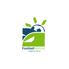 Eco football logo with leaves, ball, and nature-themed design. Modern eco football logo combining a soccer ball. football academy logo.
