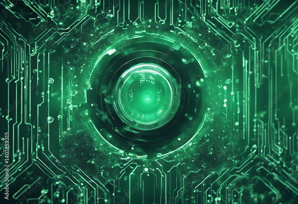 Poster deep artificial background presentation futuristic business concept green vector quantum computing t