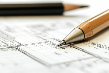 Drawing Architectural Blueprints with a Pencil and Technical Pen on Paper