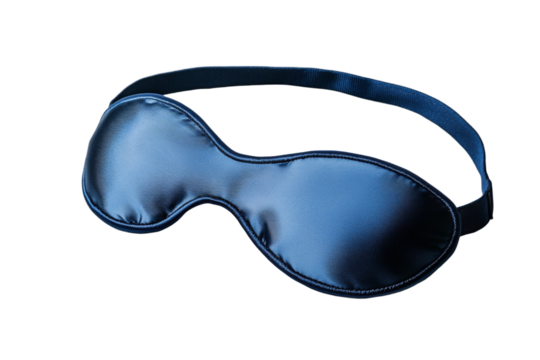 Blue eye mask with a black strap isolated