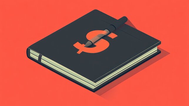 Financial Planning Notebook with Dollar Sign and Pen on Vibrant Background for Business Accoun