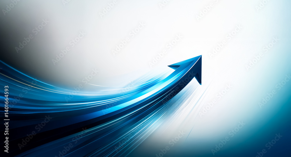 Aufkleber dynamic blue arrow dynamically points upwards against a gradient backdrop. abstract design conveys g