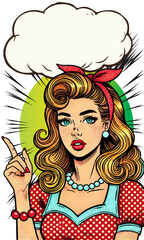 "Colorful Pop Art Illustration with Thought Bubble and Contemplation Theme"
