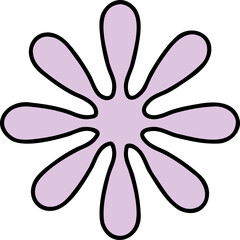 Retro Sticker Flower Blossom Pattern Hand Drawn