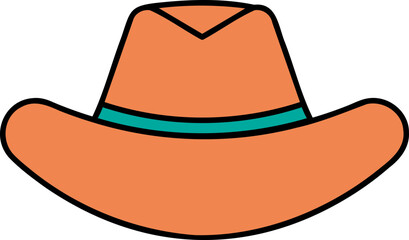 Retro Hat Cowboy Sheriff Hand Drawn Illustration