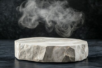 A stone slab with smoke rising from it