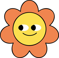 Sticker Flower Blossom Retro Groovy Hand Drawn