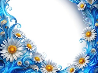 Obraz premium Blue Silver Chamomile Fire Wave Frame