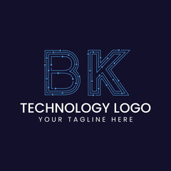 Technology Outline Font - Letter with Dots and Lines