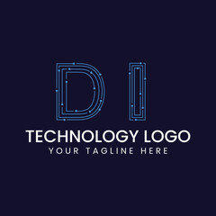 Technology Outline Font - Letter with Dots and Lines