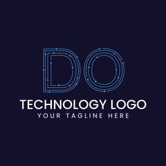 Technology Outline Font - Letter with Dots and Lines