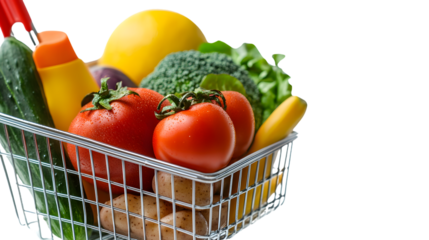 Nutritious Shopping List of Fresh Organic Healthy Foods on White Background
