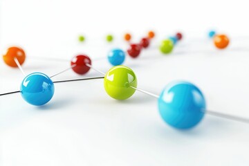 Obraz premium Colorful Spheres Connected Forming Network Structure on White Background Representing Connections
