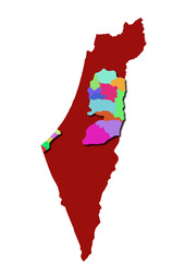 High-resolution illustration of the map of Palestine, showcasing the complete geographical shape of the country