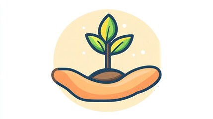 Hand Holding a Growing Plant Symbol of Care Growth and Sustainability
