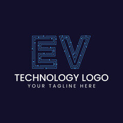 Technology Outline Font - Letter with Dots and Lines