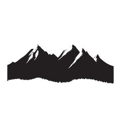 Mountain Range Silhouette with White Background
