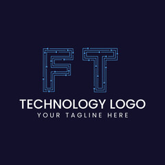 Technology Outline Font - Letter with Dots and Lines
