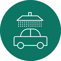 Car Wash Vector Line Circle Icon Design