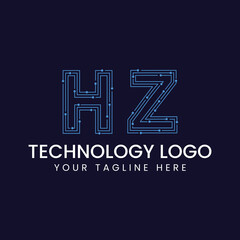 Technology Outline Font - Letter with Dots and Lines