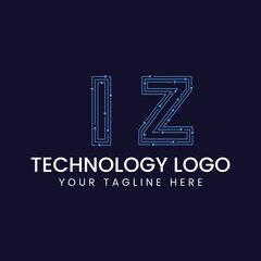Technology Outline Font - Letter with Dots and Lines