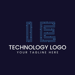 Technology Outline Font - Letter with Dots and Lines