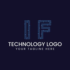 Technology Outline Font - Letter with Dots and Lines