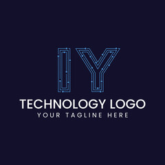 Technology Outline Font - Letter with Dots and Lines