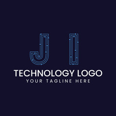 Technology Outline Font - Letter with Dots and Lines