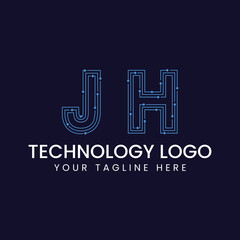 Technology Outline Font - Letter with Dots and Lines