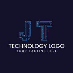 Technology Outline Font - Letter with Dots and Lines