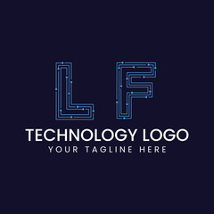 Technology Outline Font - Letter with Dots and Lines