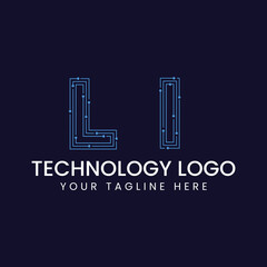 Technology Outline Font - Letter with Dots and Lines