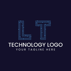 Technology Outline Font - Letter with Dots and Lines