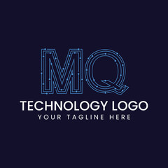 Technology Outline Font - Letter with Dots and Lines