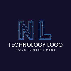 Technology Outline Font - Letter with Dots and Lines