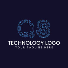 Technology Outline Font - Letter with Dots and Lines