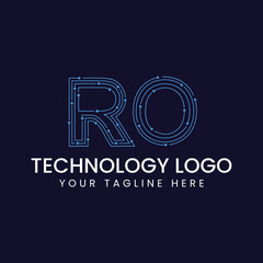 Technology Outline Font - Letter with Dots and Lines